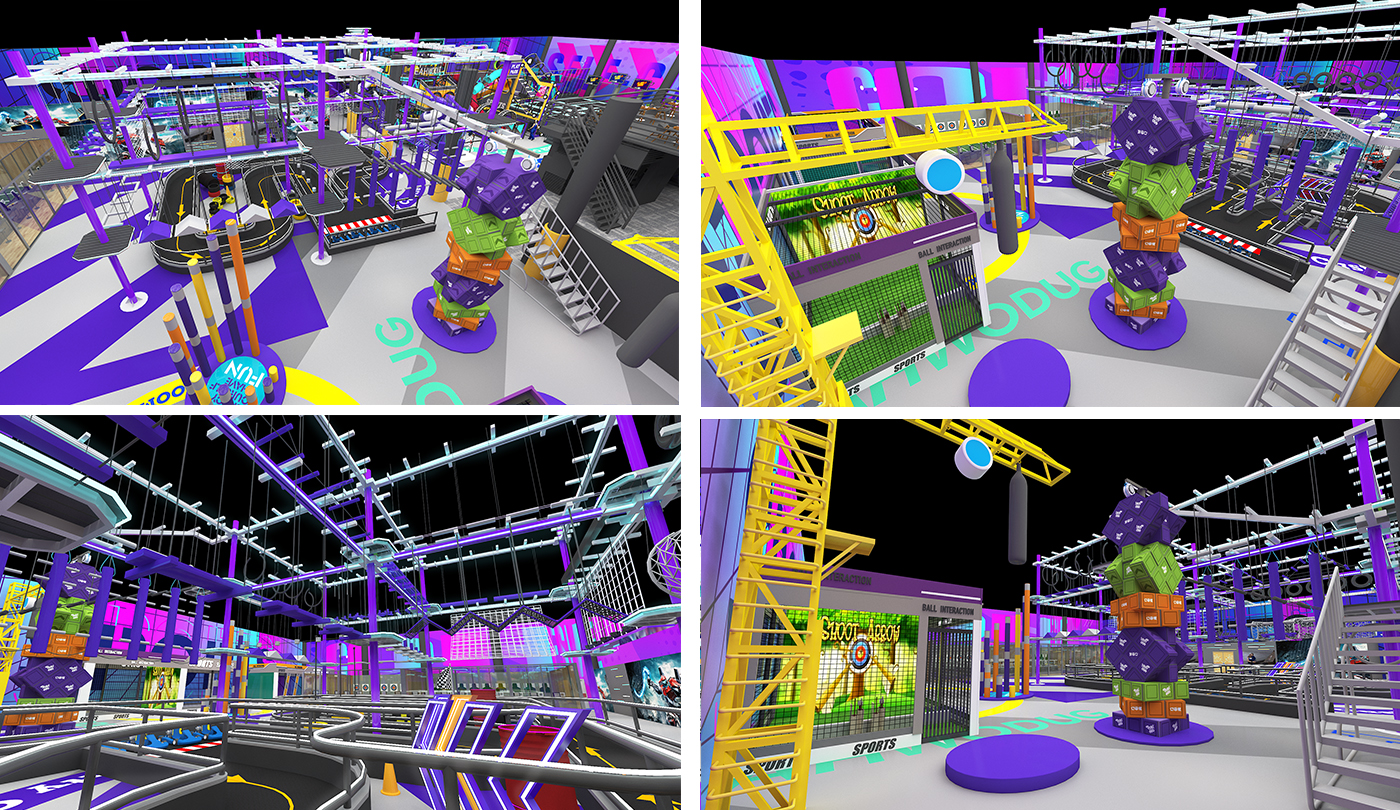 Interior amusement park design illustration التوضيح تصميم متنزه داخلي