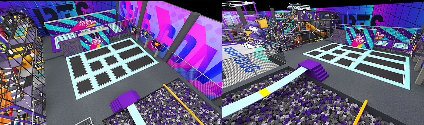 Interior amusement park design illustration التوضيح تصميم متنزه داخلي
