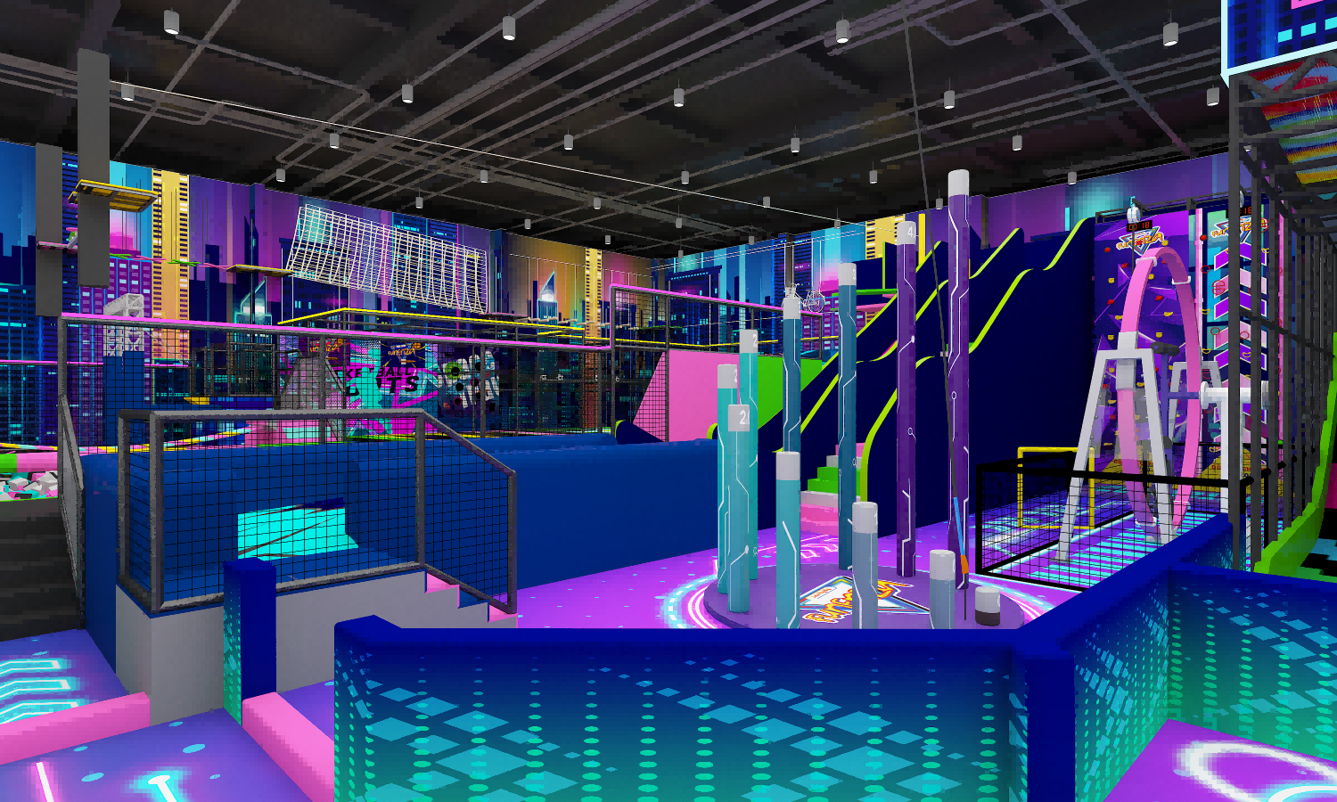 indoor playground trampoline park حديقة رياضية للأطفال داخلية