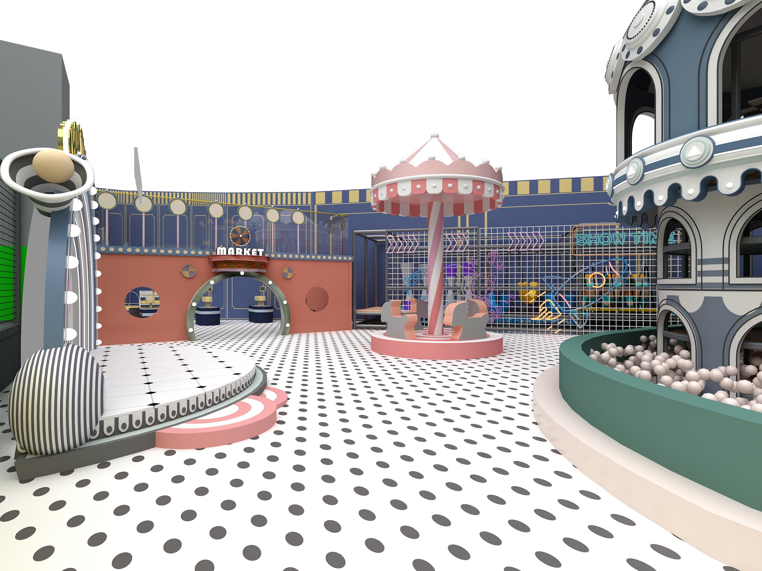 Design of Indoor Amusement Park Diseño de parque de atracciones cubierto.