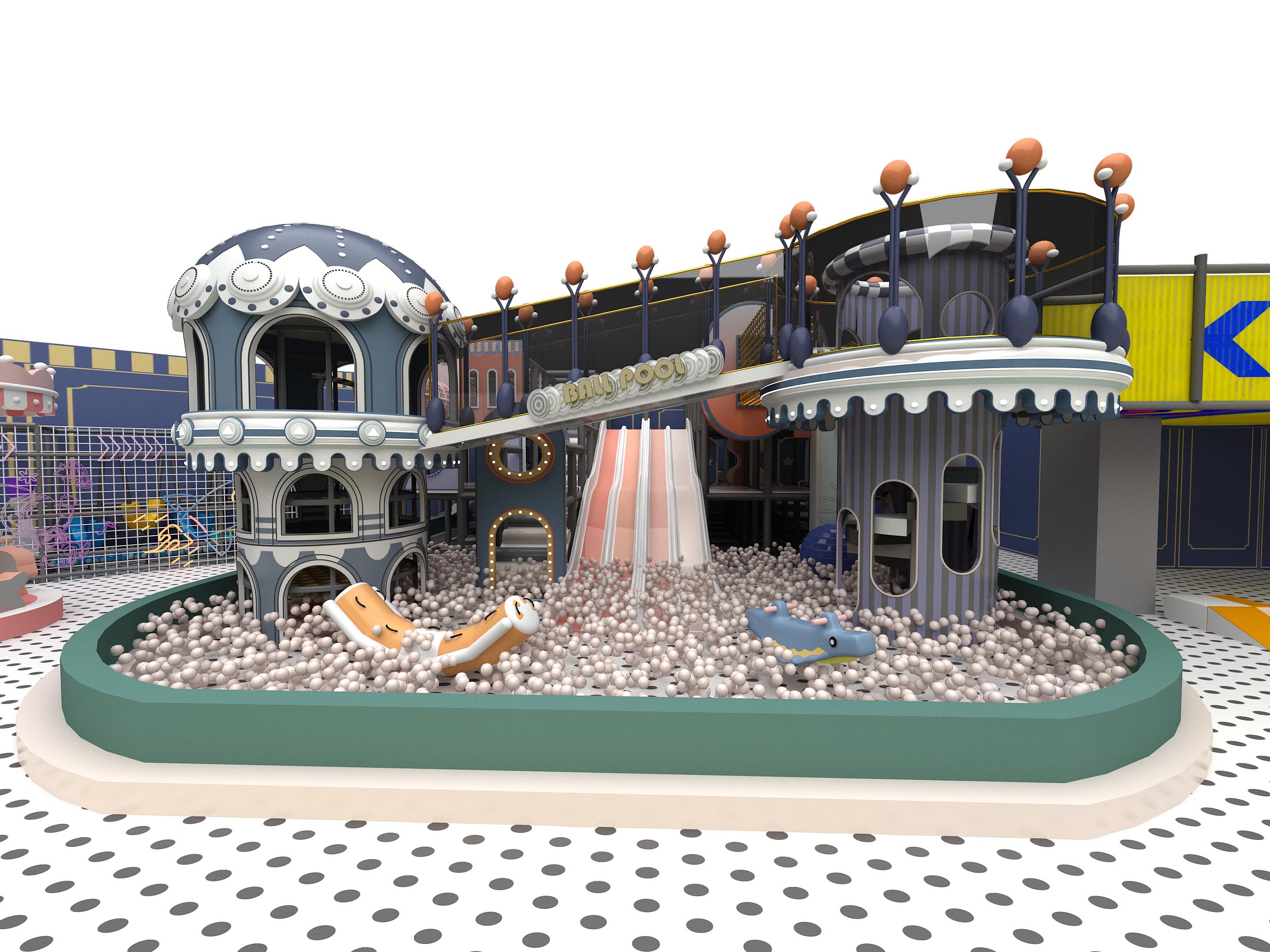 Design of Indoor Amusement Park Diseño de parque de atracciones cubierto.