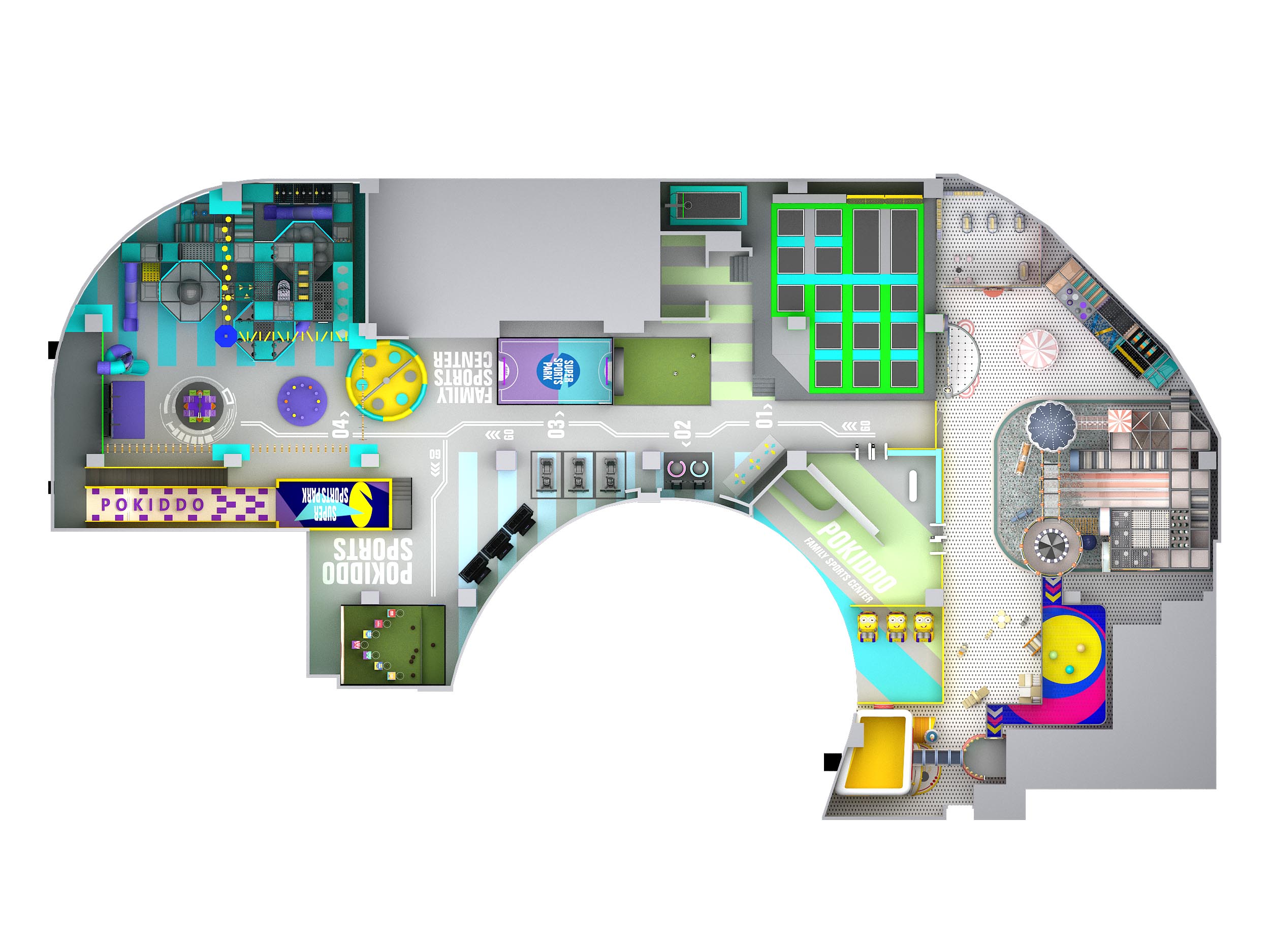 Design of Indoor Amusement Park Diseño de parque de atracciones cubierto.