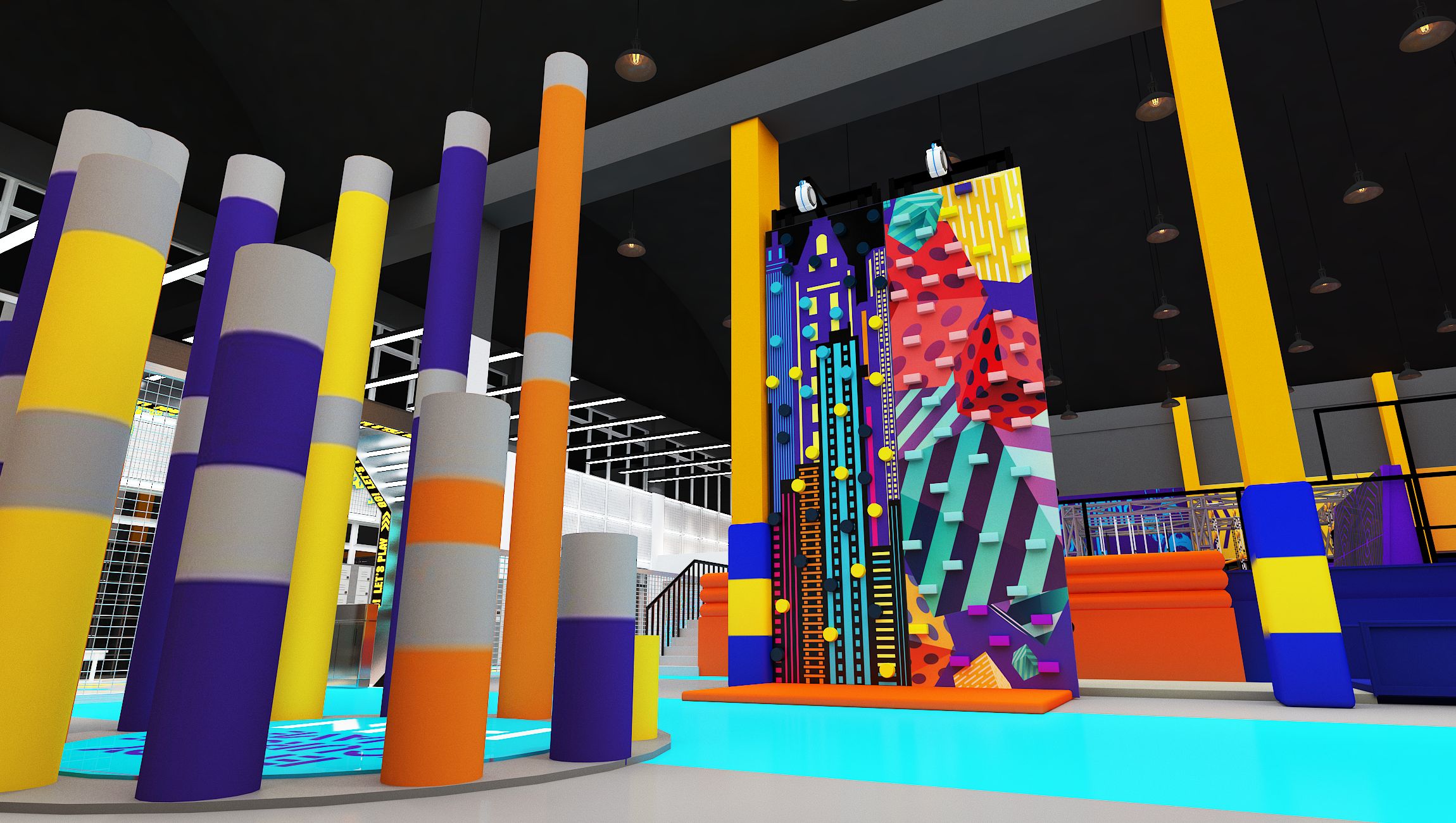 Interior amusement park design illustration التوضيح تصميم متنزه داخلي