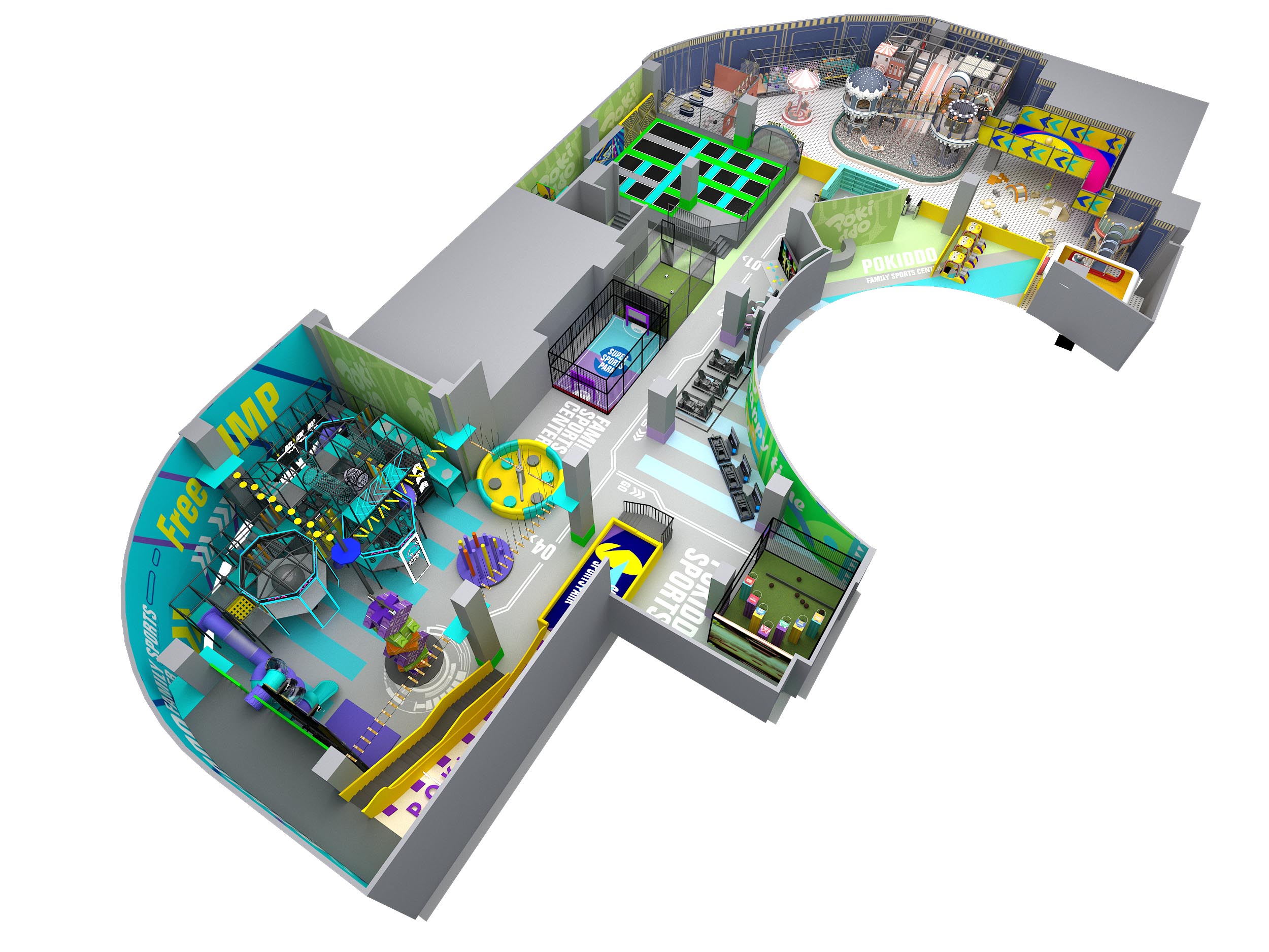 Design of Indoor Amusement Park Diseño de parque de atracciones cubierto.