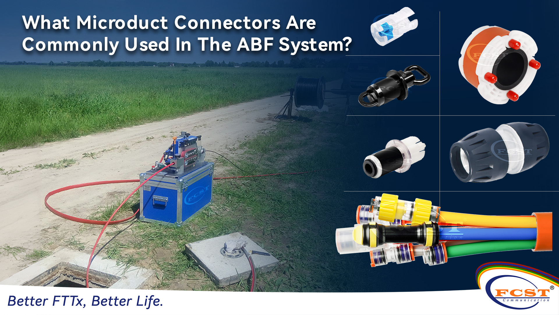 Quais conectores de microdutos são comumente usados ​​no sistema ABF?