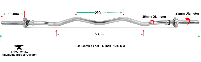 47-Inch EZ Curl Bar with Threaded Spin-Lock Collars Ebbaala ya EZ Curl eya yinsi 47 ng’erina enkokola eziriko obuwuzi (Threaded Spin-Lock Collars).