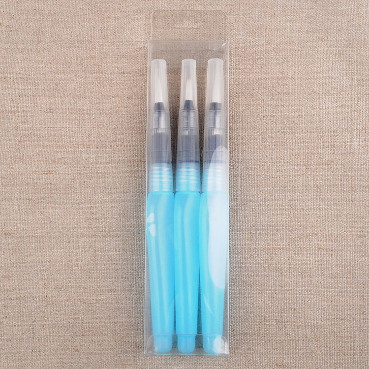 Flat Barrel Water Brush Pens Set of 3 Assorted Round Tips 