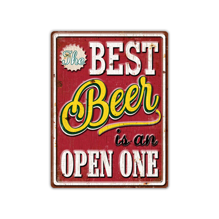 High Quality Hot Sale Wall Decor Hanging, Beer Tin Sign Metal Hanging Wall Plaque