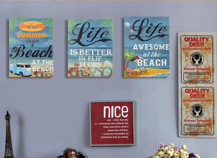 YC7032 Wooden Beach Hanging Board Modern Decor Vintage Wall Hanging