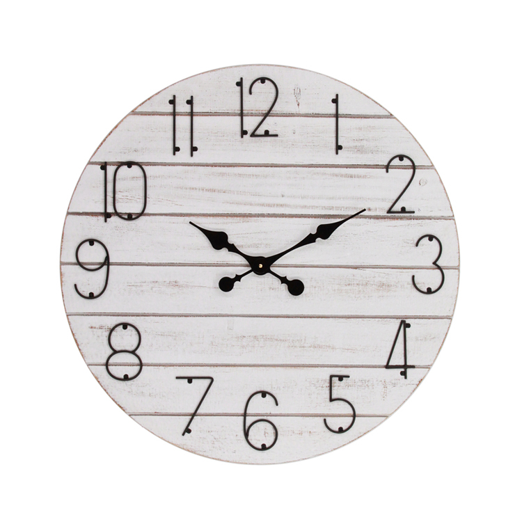 Home Decor Simple Country Style MDF Round Living Room Modern Art Wooden Wall Clock China