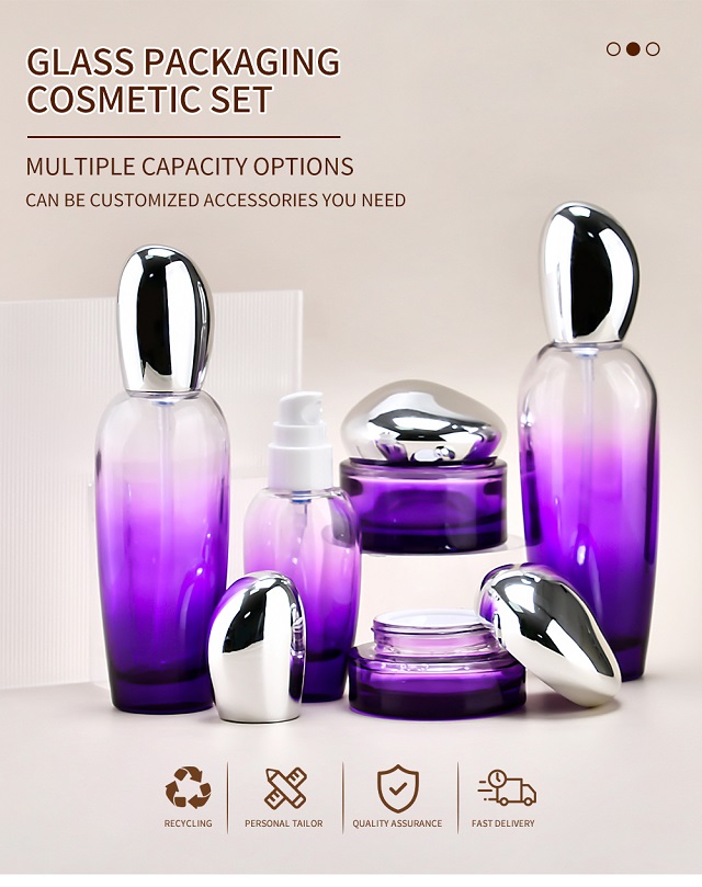 Green Purple Cosmetic Glass Jar Lọ thủy tinh mỹ phẩm màu xanh tím