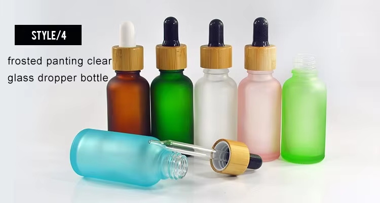 frosted panting clear glass dropper bottle Mattierte, keuchende Tropfflasche aus klarem Glas
