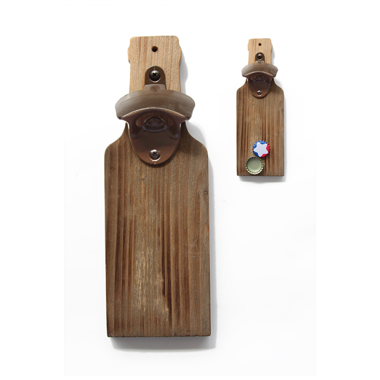 Custom Wholesale Wall Mounted Wooden Beer Bottle Opener