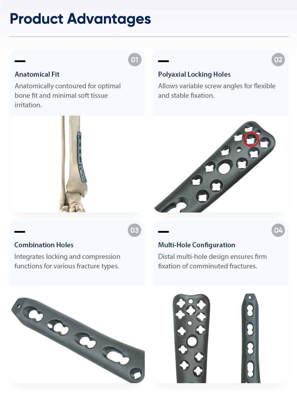 Medial Polyaxial Plate for Distal Tibia - Buy Product on XC Medico ڊسٽل ٽبيا لاءِ وچولي پوليڪسيل پليٽ - ايڪس سي ميڊيڪو تي پراڊڪٽ خريد ڪريو