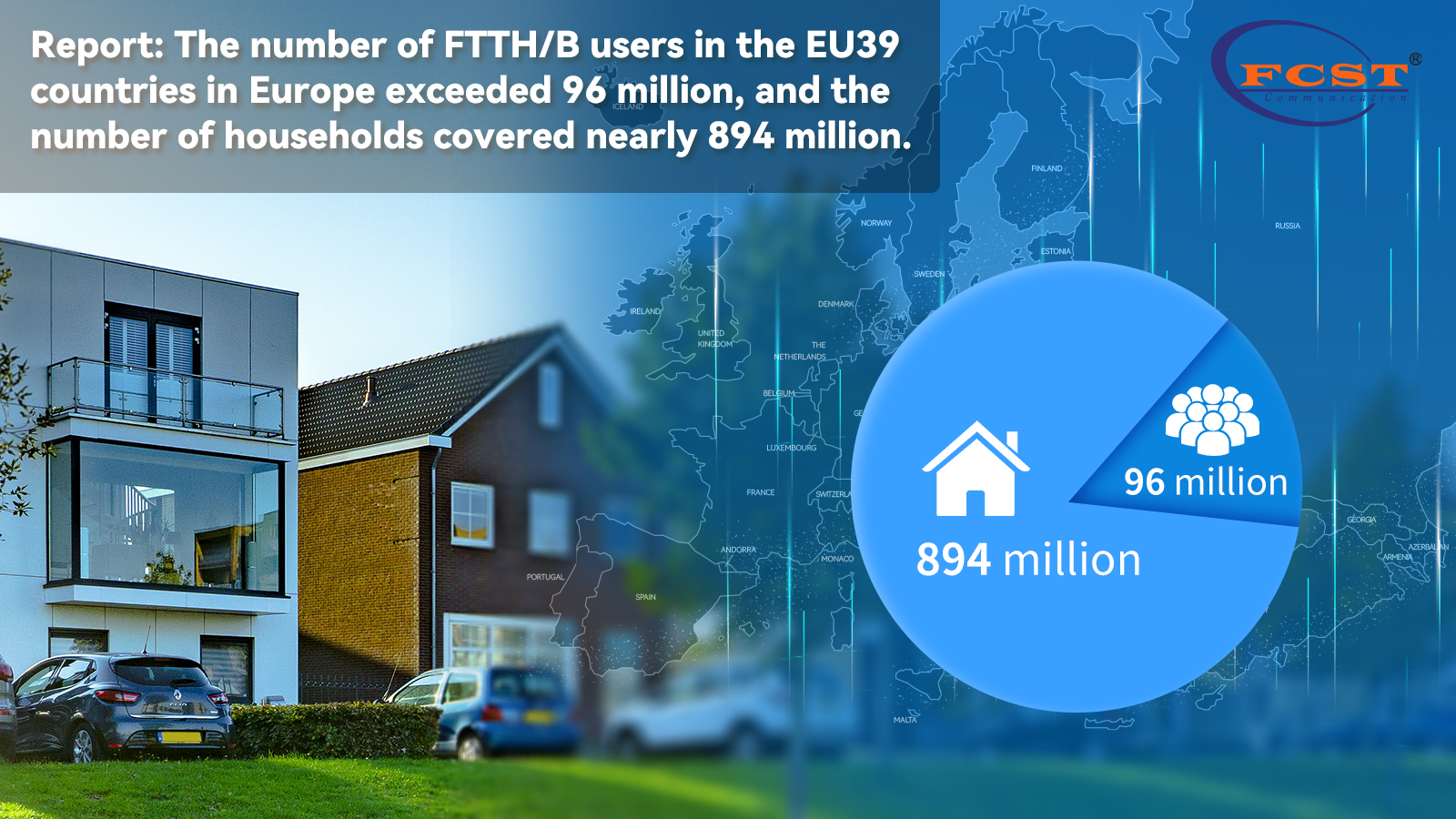 Rapport: Le nombre d'utilisateurs de FTTH / B dans les pays de l'UE39 en Europe a dépassé 96 millions, et le nombre de ménages couvrait près de 894 millions.