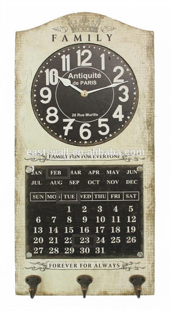 OEM Antique Decorative Calendar Wall Clock 4 Color Choose