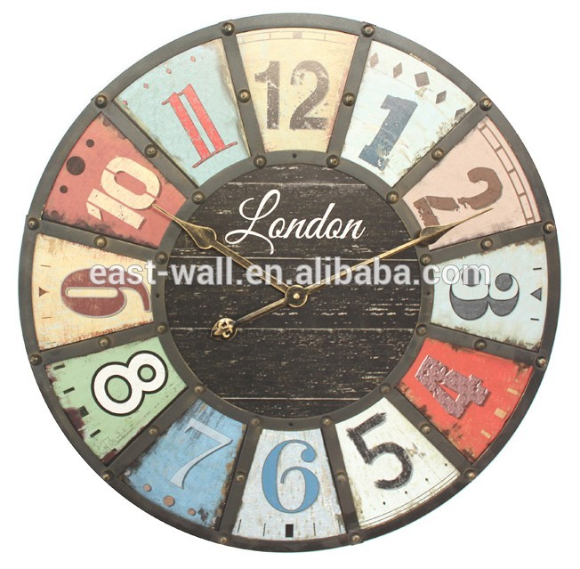 multi color old world wall clock with mdf numerals plaque