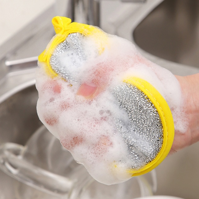 Magic Double Sided Kitchen Dishwashing Round Sponge Mat (4) بساط إسفنجي دائري لغسل الأطباق على الوجهين للمطبخ (4)