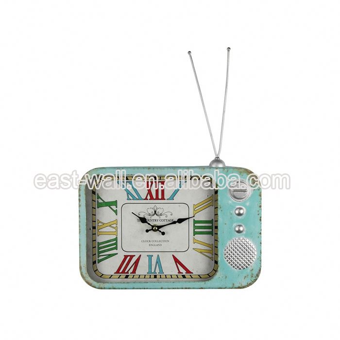 Vintage Style Mdf Wall TV Shaped Clock Manufacturer
