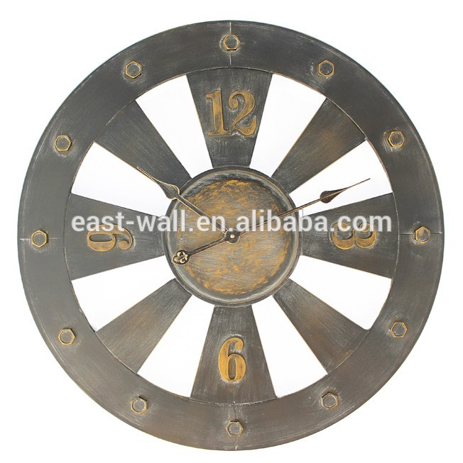 sanded wrought iron with screw decor industrial clocks