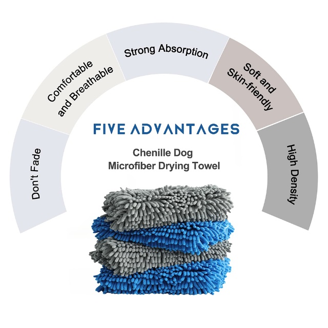 Microfiber Chenille Pet Towel (7) منشفة الحيوانات الأليفة من الألياف الدقيقة الشنيل (7)