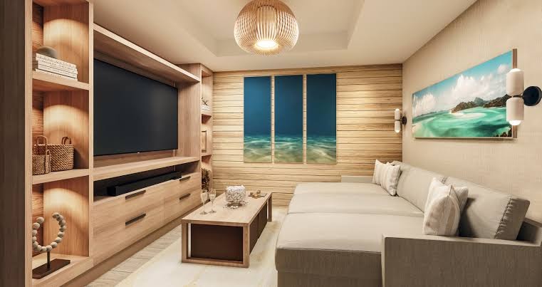 móveis de madeira maciça sob medida no quarto de hóspedes do Sandals Saint Vincent