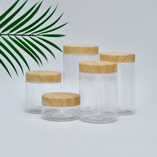 Transparent Pet Wide Mouth Plastic Jar شفافة الحيوانات الأليفة واسعة الفم البلاستيك JaTransparent الحيوانات الأليفة واسعة الفم البلاستيك جرة