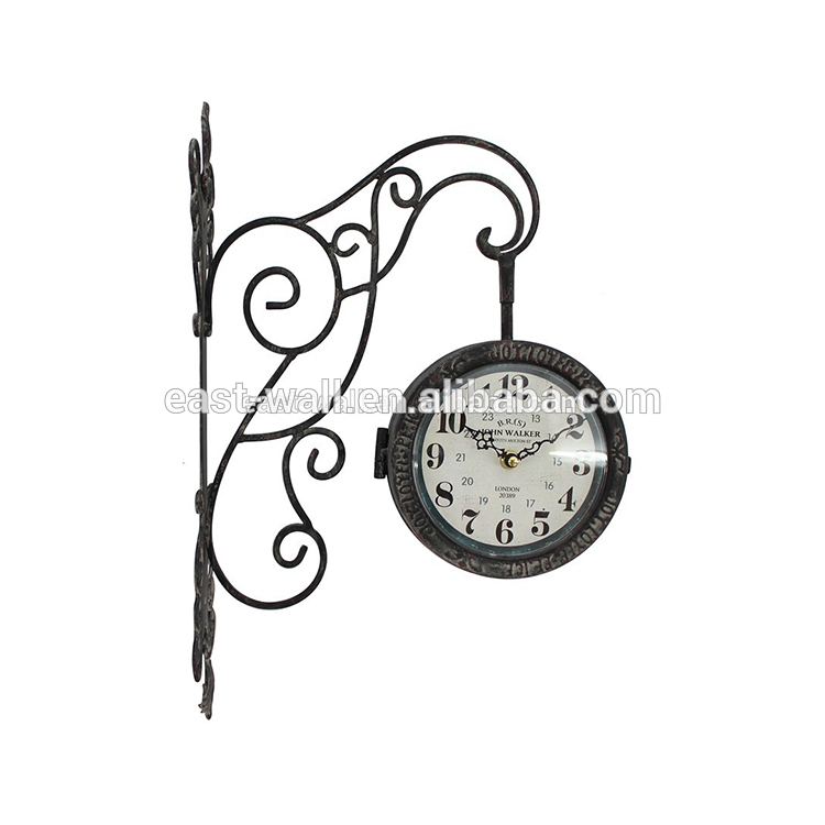 Train Station Double Sided Wall Clock Antique Clocks of China