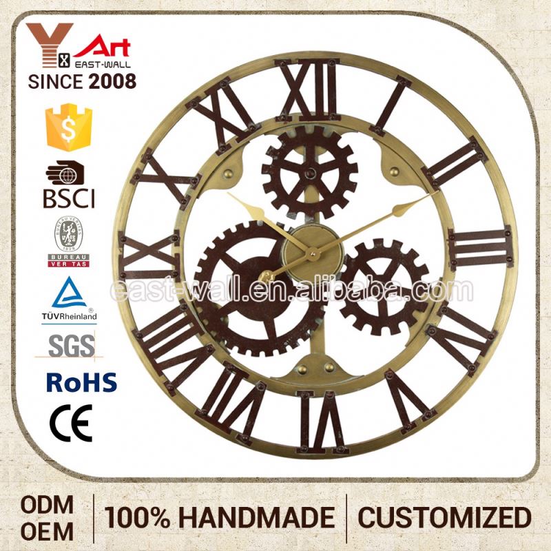 New Model Custom Fit Home Decoration Retro Gear Wall Clock 68Cm