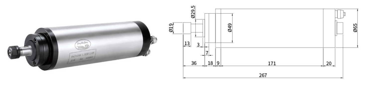 1.5KW واٹر کولڈ اسپنڈل موٹر
