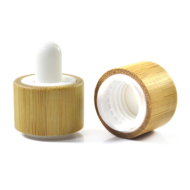 Glass dropper bottle with bamboo lid Tropfflasche aus Glas mit Bambusdeckel