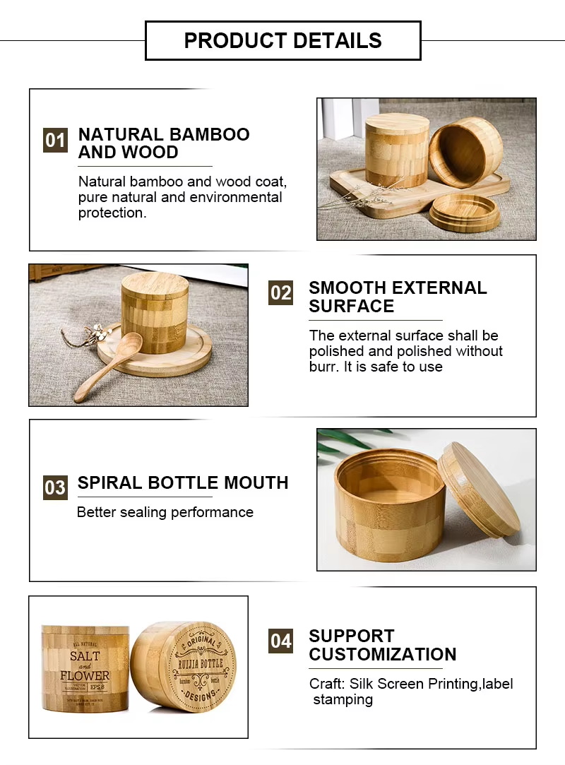 Customized Wooden Bamboo Bath Salt Gifts Boxes Boîtes cadeaux personnalisées en bois pour sel de bain en bambou
