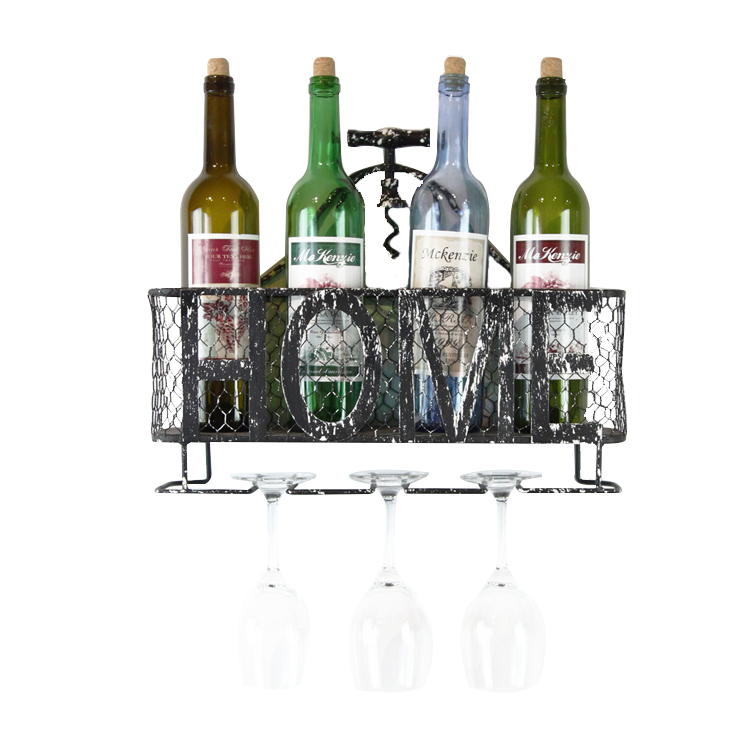 New Style Metal Wall Mounted Wine Glass Rack Holder Wine Cork