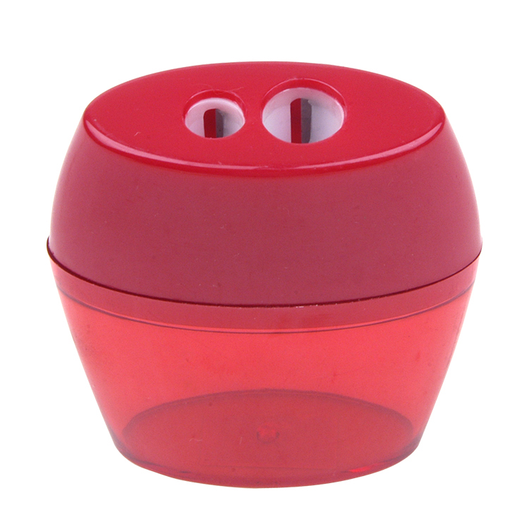 Double Hole Pencil Sharpener with Oval Plastic Barrel