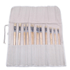 18pcs Long Wooden Handle Bristle Brush Set in Canvas Roll-up Bag