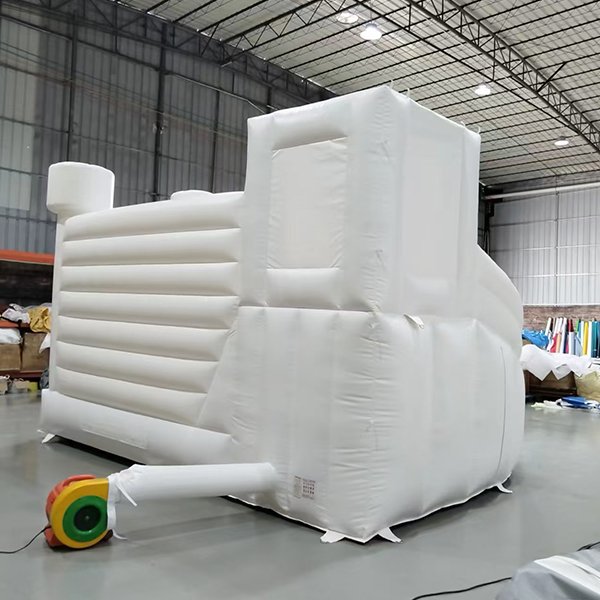 White Bouncer House with Curved Slide for Children Events Warehouse Çocuk Etkinlikleri Deposu için Kavisli Kaydıraklı Beyaz Fedai Ev