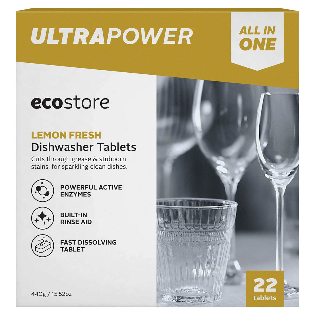 ecostore dishwasher tablets ultra power 22 tablets أقراص غسالة الأطباق من إيكو ستور، الترا باور، 22 قرصًا