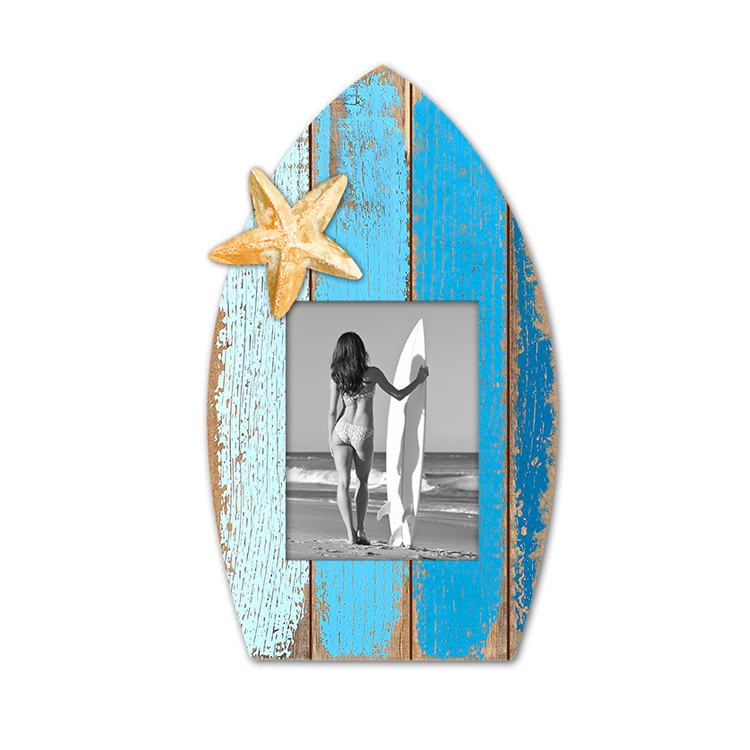 Wholesale Surfboard Shape Wooden Wall Photo Frame Custom Color