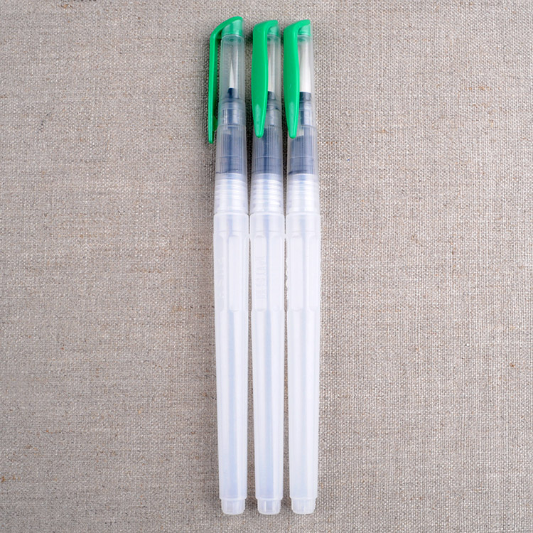 Long Barrel Water Brush Pens Set of 3 Assorted Round Tips 