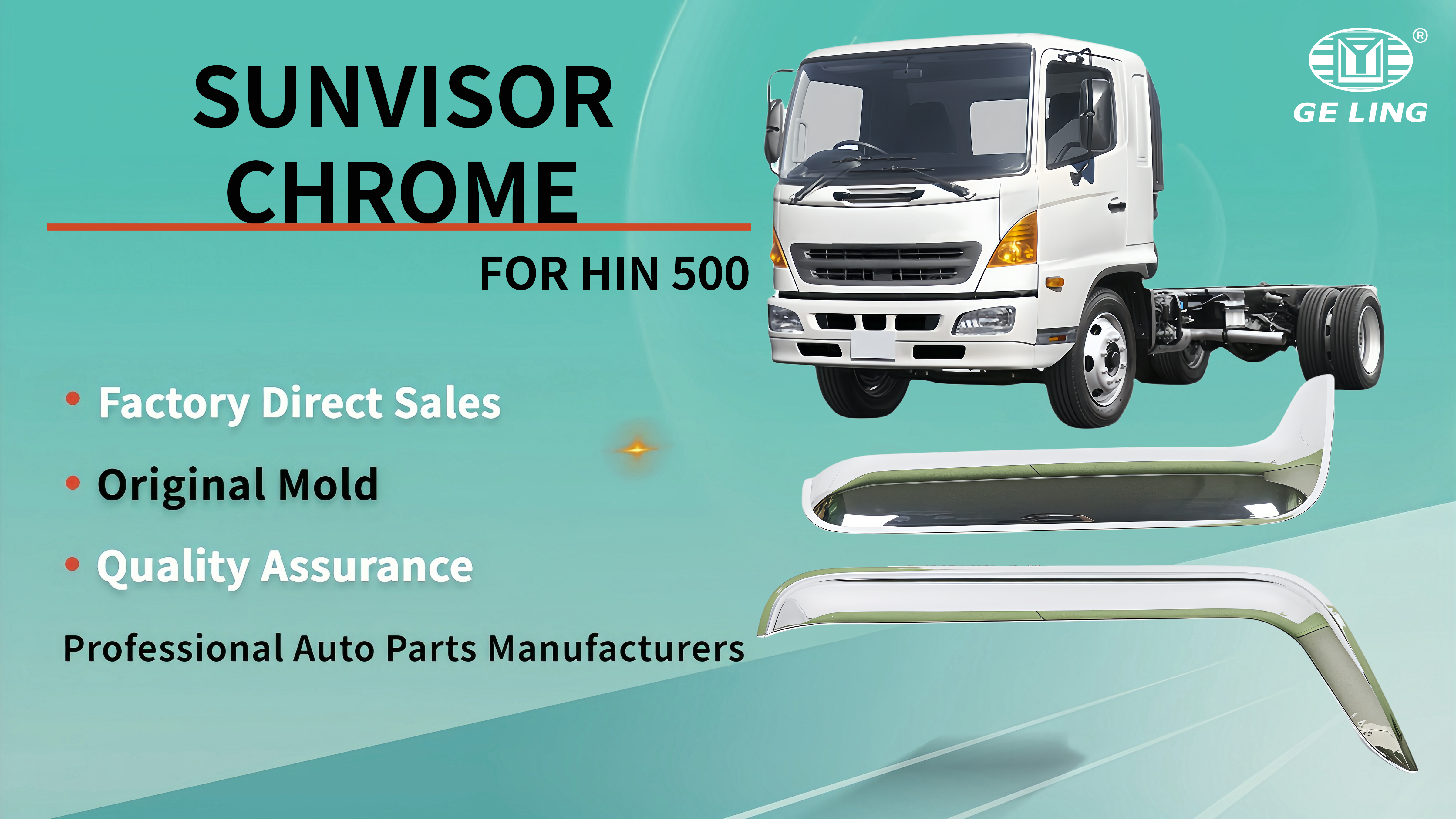Hino 500 Chrome Sun Visor Visiera parasole cromata Hino 500