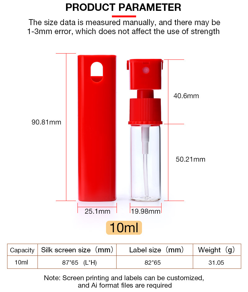 Portable Plastic Perfume Spray Bottle Tragbare Kunststoff-Parfüm-Sprühflasche
