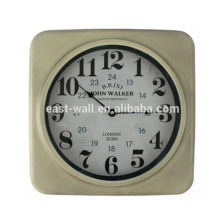 35.5x35.5 x 6.5cm Ivory Yellow Square Shabby Chic Vintage Clock
