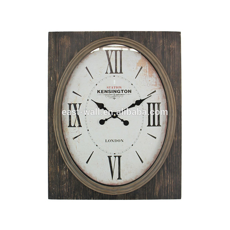 Square Iron Frame Round Dial Plate Shop Wall Clocks