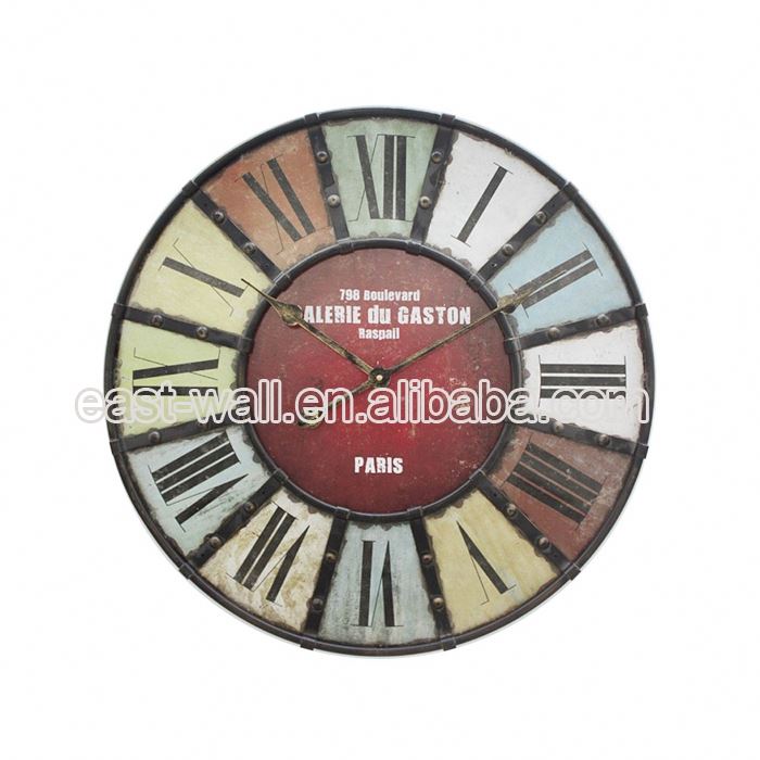 Customized Logo Antique Style Iron Tire Wall Clock Different Types Of Clocks