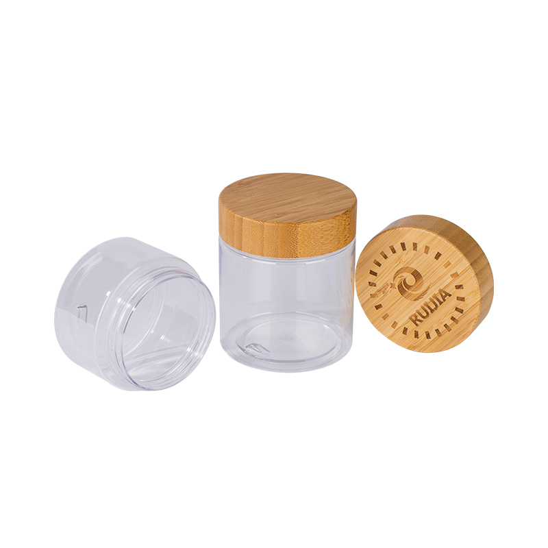 Pet Plastic Jar with Bamboo Lid Pot en plastique pour animaux de compagnie avec couvercle en bambou