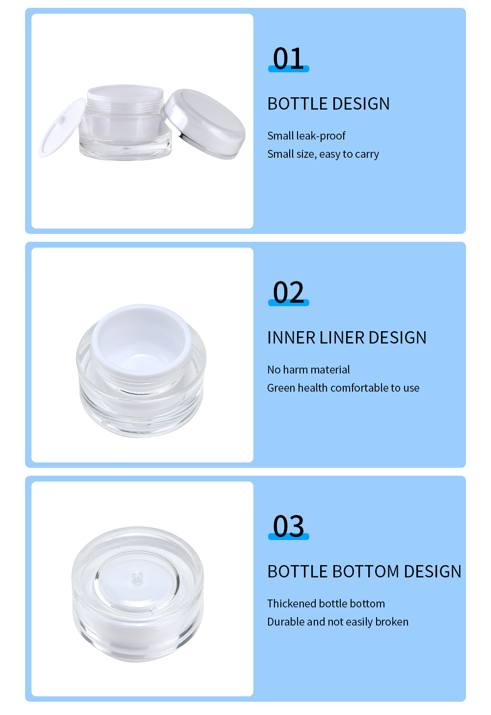 Round Double Wall Plastic Eye Face Cream Jar جرة كريم وجه بلاستيكية مستديرة مزدوجة الجدار