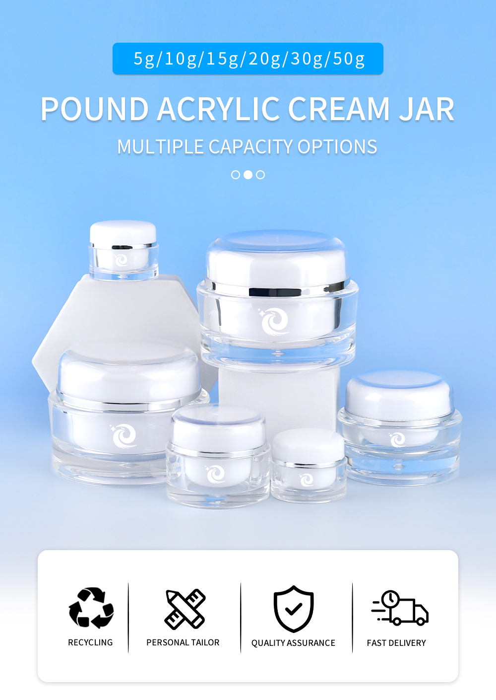 Round Double Wall Plastic Eye Face Cream Jar جرة كريم وجه بلاستيكية مستديرة مزدوجة الجدار