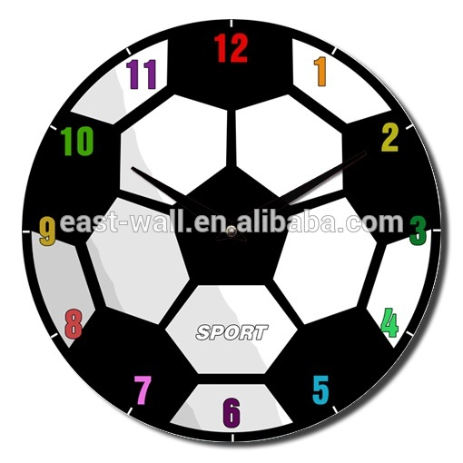 12" Football Design Decorative Creative Modern Wall Clock, Glass Clock