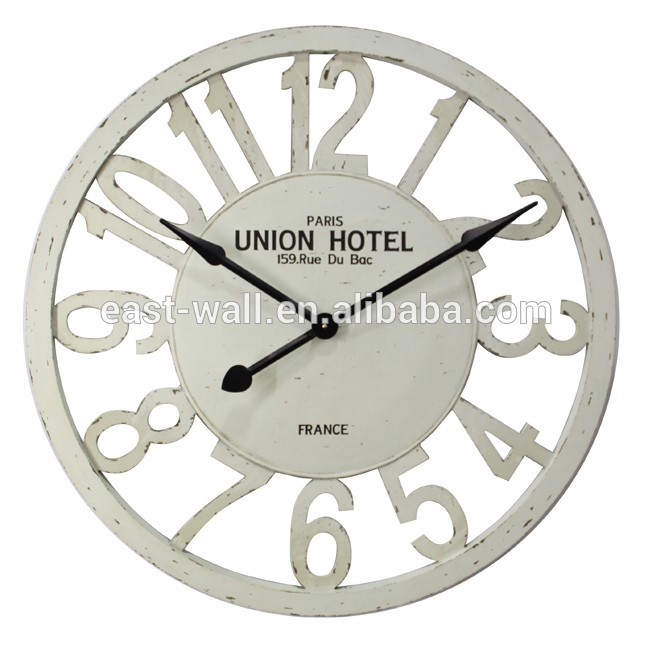 Paris Union Hotel Wholesale Decor Clocks White Wooden Clock