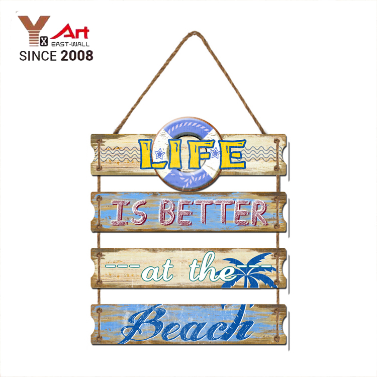 2018 New Arrival Creative Retro Wooden Beach Shop Cafe Wall Hanging Decoration Sign